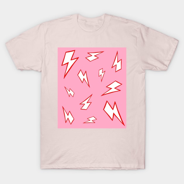 Pink and Red Lightning Pattern T-Shirt by OneThreeSix